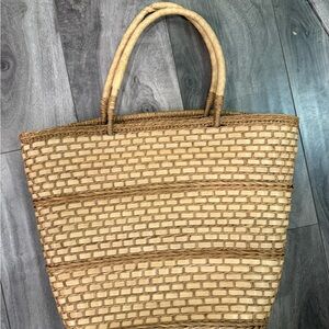 Elegant Tan Woven Tote Bag